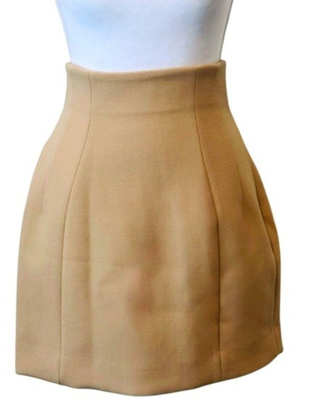 & Other Stories Mini Skirt Structured High Waisted Tan Sz 4